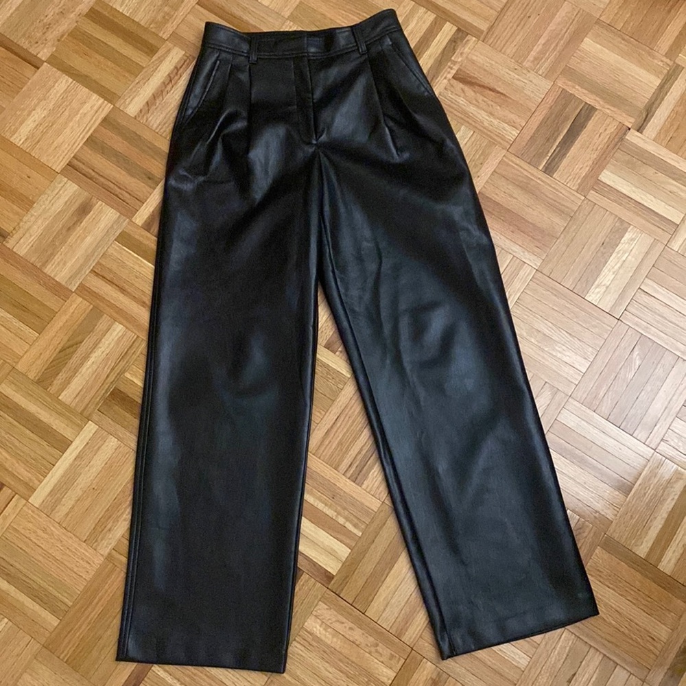 Babaton (ARITZIA) vegan leather pleated pants